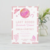 Roze disco Cowgirl Laatste Rodeo Bachelorette Week Kaart (Staand voorkant)