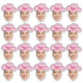 Roze Disco Cowgirl Op maat te maken Bruid Gezicht  Sticker (Voorkant)