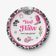 Roze Disco Cowgirl Party Paper Bord