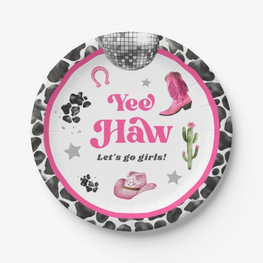 Roze Disco Cowgirl Party Paper Bord (Voorkant)