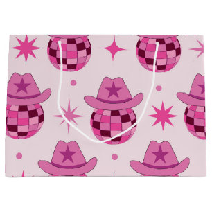 Roze Disco Cowgirl Pet Pattern met Sterren Groot Cadeauzakje