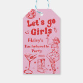 Roze Disco Cowgirl Rodeo Bachelorette Party Cadeaulabel (Achterkant)