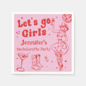 Roze Disco Cowgirl Rodeo Bruidsfeest Servet (Voorkant)