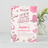 Roze Disco Cowgirl Rodeo Verjaardagsfeestje Kaart (Staand voorkant)