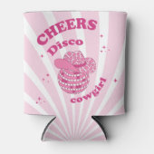 Roze | Disco Cowgirl verjaardagsfeestje Blikjeskoeler (Voorkant)