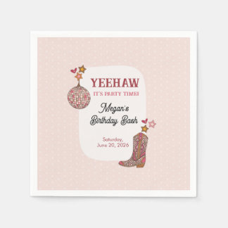 Roze Disco Cowgirl Verjaardagsservetten Servet