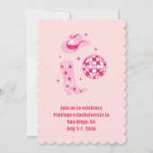 Roze Disco Cowgirl vrijgezellenfeest Uitnodigen Kaart (Voorkant)