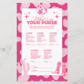 Roze Disco Cowgirl Wat zit er in je tas spel Kaart (Voorkant)