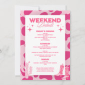 Roze Disco Cowgirl Weekend Route Uitnodiging (Achterkant)