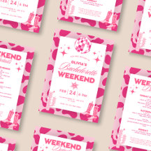 Roze Disco Cowgirl Weekend Route Uitnodiging