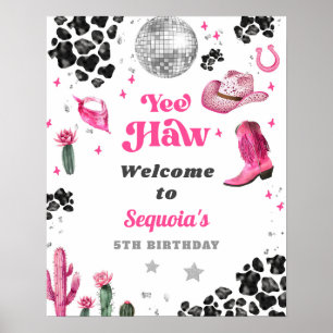 Roze Disco Cowgirl Welkomstbord Poster