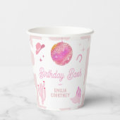 Roze Disco Cowgirl Western Rodeo Birthday Bash Papieren Bekers (Achterkant)