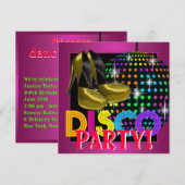 Roze Disco Dansfeest Kaart (Voorkant / Achterkant)