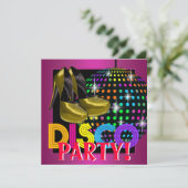 Roze Disco Dansfeest Kaart (Staand voorkant)