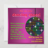 Roze Disco Dansfeest Kaart (Achterkant)
