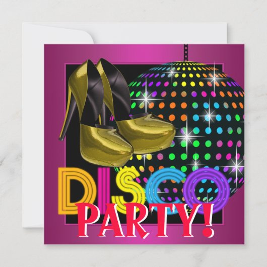 Roze Disco Dansfeest Kaart (Voorkant)