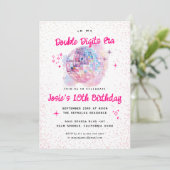 roze disco | Dubbel cijfer 10e verjaardag Kaart (Staand voorkant)