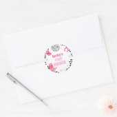 Roze Disco Eerste Rodeo Cowgirl 1e Verjaardag Ronde Sticker (Envelop)