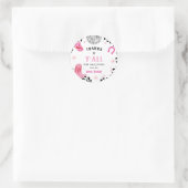 Roze Disco Eerste Rodeo Meisje Eerste Verjaardag Ronde Sticker (Tas)