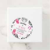 Roze Disco Eerste Rodeo Western Meisje Eerste Verj Bedankjes Labels (In situ)