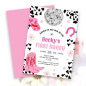 Roze Disco Eerste Rodeo Wild West Meisje 1e Verjaa Kaart