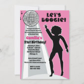 Roze Disco Feest Vrouwen Verjaardag Boogie Kaart (Voorkant)