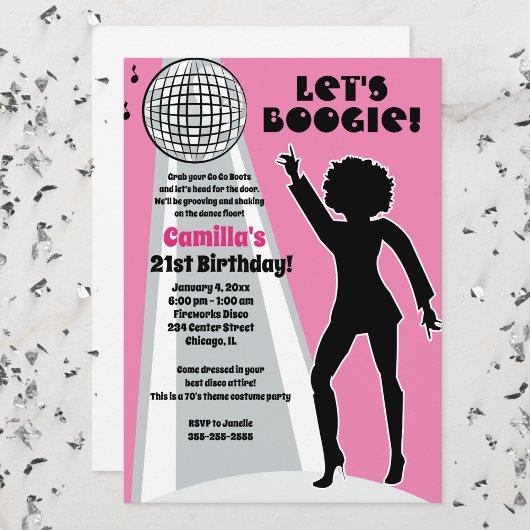 Roze Disco Feest Vrouwen Verjaardag Boogie Kaart