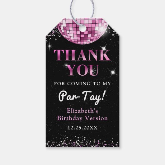 Roze Disco In Mijn Verjaardagstijd Verjaardag Cadeaulabel (Voorkant)