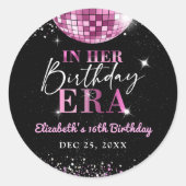 Roze Disco In Mijn Verjaardagstijd Verjaardag Ronde Sticker (Voorkant)