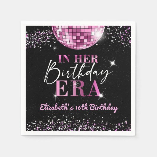 Roze Disco In Mijn Verjaardagstijd Verjaardag Servet (Voorkant)