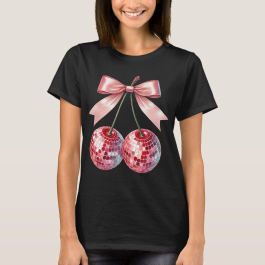 Roze disco kers t-shirt (Voorkant)