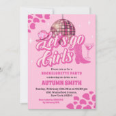 Roze Disco Let's Go Meisjes Rodeo vrijgezellenfees Kaart (Voorkant)
