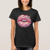 Roze disco lippen t-shirt (Voorkant)