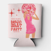 Roze Disco Meisje Blikjeskoeler (Voorkant)