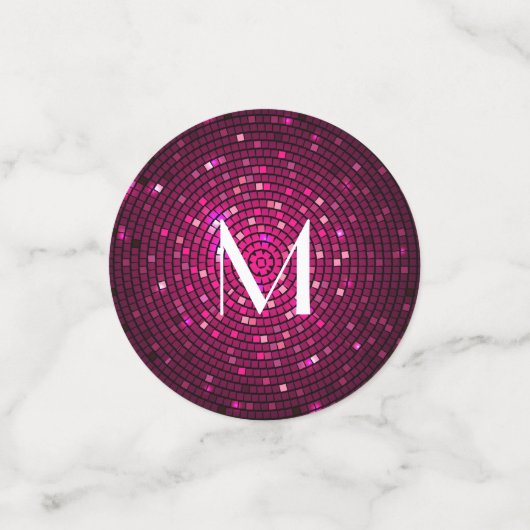 Roze Disco Monogram van de Partij Disco. Confetti (Kleine voorkant)