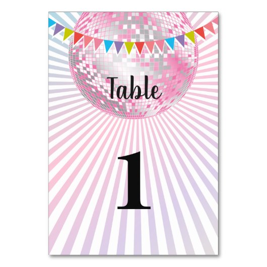 roze disco-party tabelkaart kaart (Achterkant)