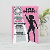 Roze Disco Party Women's Birthday Boogie Kaart (Staand voorkant)