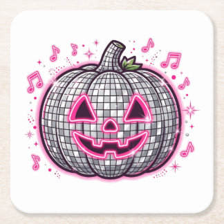 Roze Disco Pompoen Halloween Feestbord Kartonnen Onderzetters