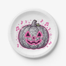 Roze Disco Pompoen Halloween Feestbord