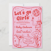 Roze Disco Rodeo Cowgirl Bachelorette Weekend Kaart (Voorkant)