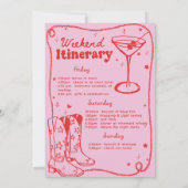 Roze Disco Rodeo Cowgirl Bachelorette Weekend Kaart (Achterkant)