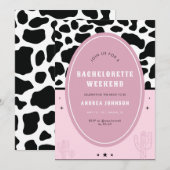 Roze Disco Space Cowgirl Bachelorette Party Cactus Kaart (Voorkant / Achterkant)