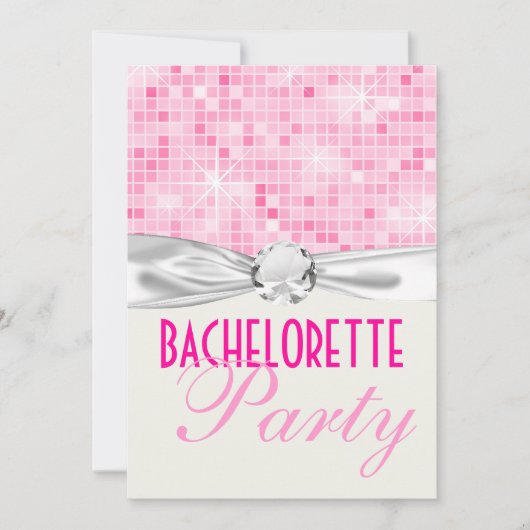 roze disco sparkle bachelorette kaart (Voorkant)