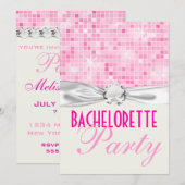 roze disco sparkle bachelorette kaart (Voorkant / Achterkant)