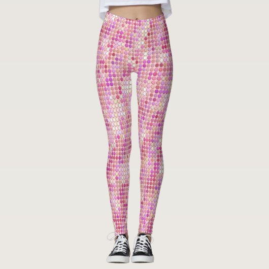 Roze disco Stippen Leggings (Voorkant)