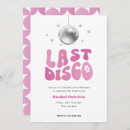Roze disco thema, laatste disco vrijgezellenfeest kaart