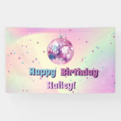 Roze Disco Verjaardagsfeestbanner Spandoek (Horizontaal)