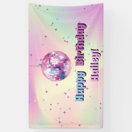 Roze Disco Verjaardagsfeestbanner Spandoek (Verticaal)