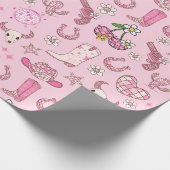 Roze Disco Western Cowgirl Patroon Cadeaupapier (Hoek)