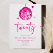 Roze Discobal 20e verjaardagsfeest Kaart